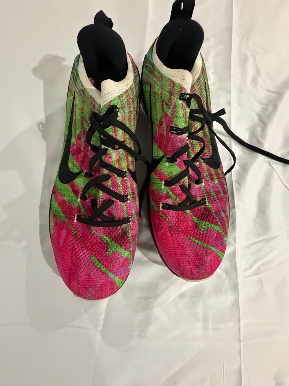 Nike Pink and Green Knit Athletic Sneakers